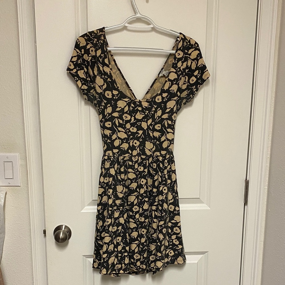 Black and Cream Floral Mini Dress